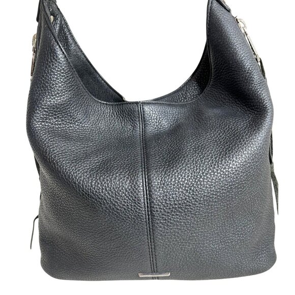 Rebecca Minkoff Black Pebble Leather Hobo Bag With Zipper Closure - Picture 1 of 10